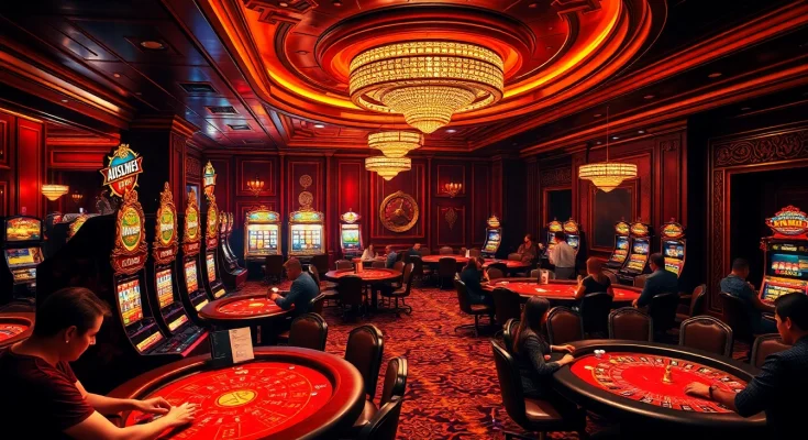 Engaging scene of players at luxurious casino tables, featuring hidden wiki tor themes.