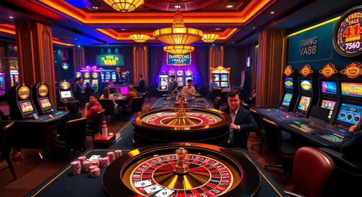 Engaging scene of TRANG CHỦ VA88 online casino with vibrant games and players.