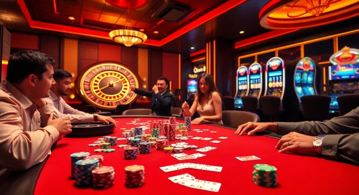 Experience thrilling gameplay at Xin88's luxurious casino tables with poker chips and cards.