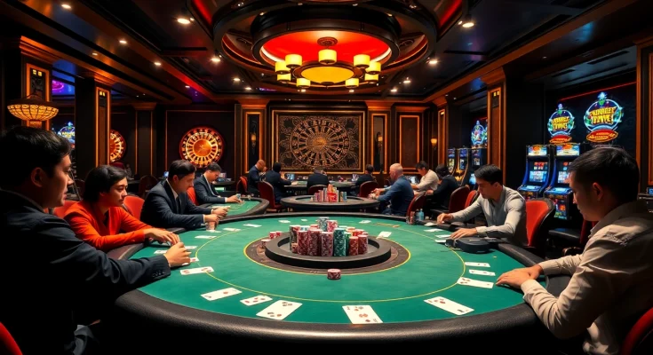 Experience thrilling poker gameplay at bet88vn's luxurious casino atmosphere.