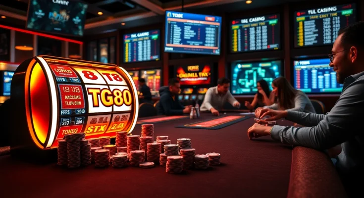 Players engaging with the TG88 slot machine in a luxurious casino setting.