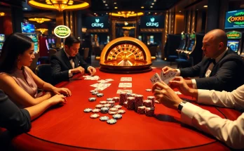 Profoundly engaging poker action at the Okking casino, showcasing thrilling gameplay and ambiance.