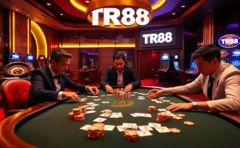 Players experience the thrill of TR88 poker in a vibrant casino setting.